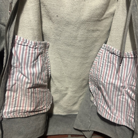 Thom Browne Gray Hoodie with White Stripes - Picture 7 of 9
